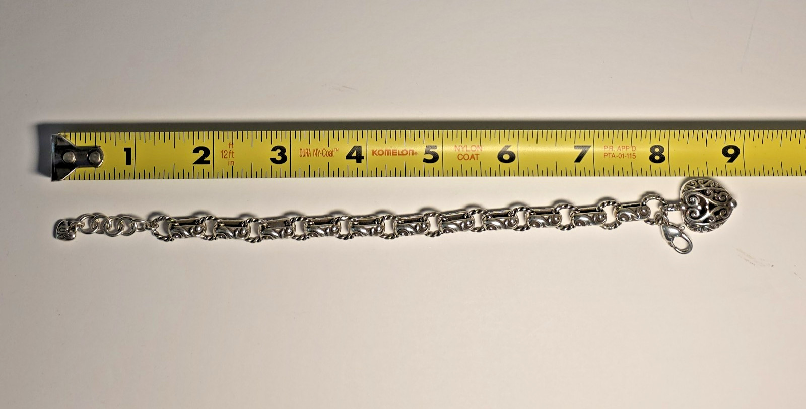Retired Brighton Bibi Heart Silver Plated Link Charm Bracelet