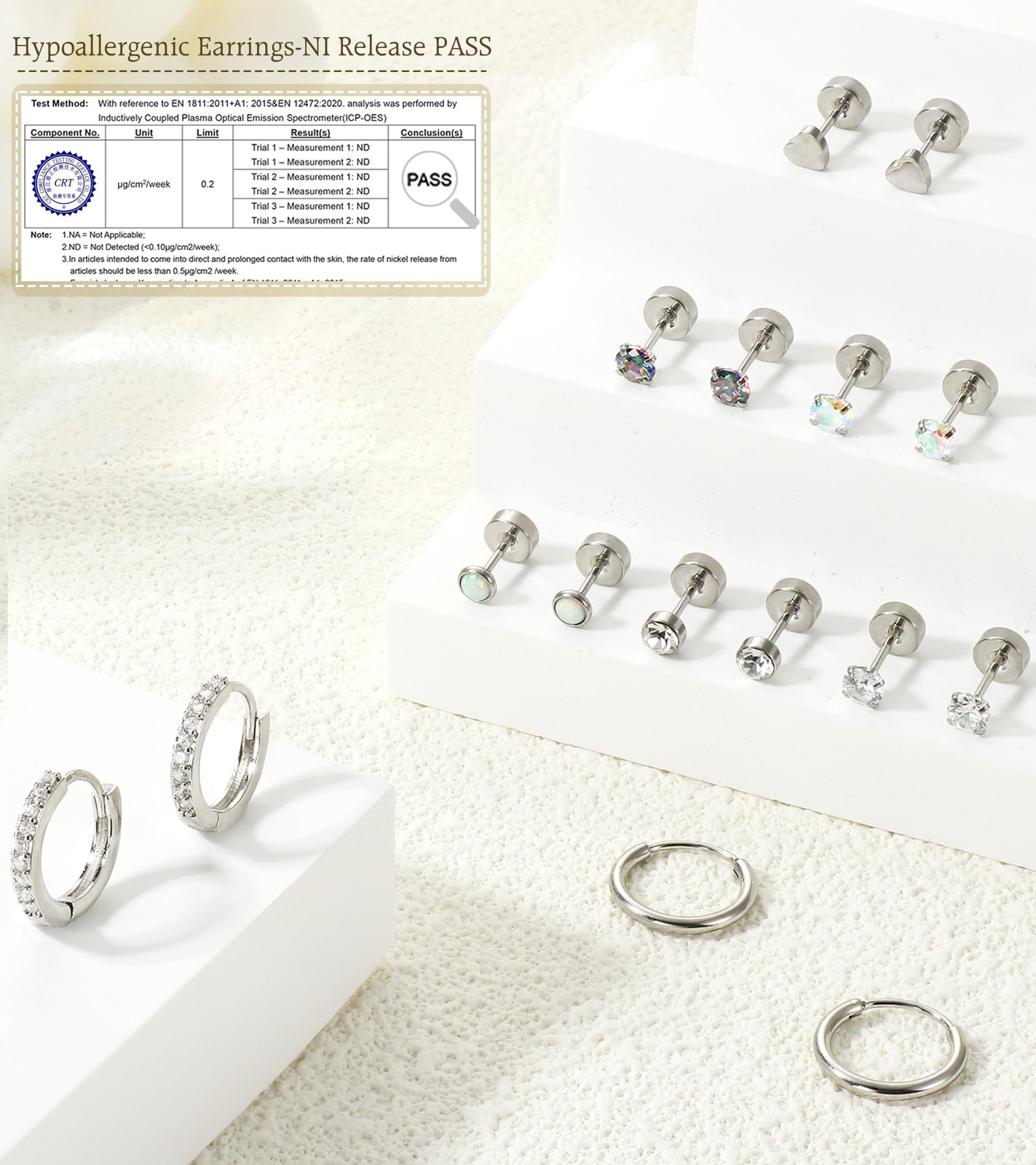 Hypoallergenic Surgical Steel Earrings for Sensitive Ears-20G Flat Back Earrings