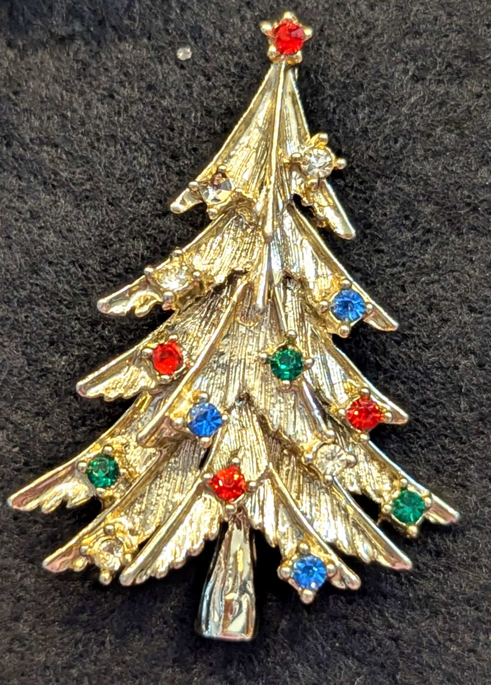Christmas Tree Lot of 7 Vintage New Pin Brooch Repair As Is Missing Rhinestones