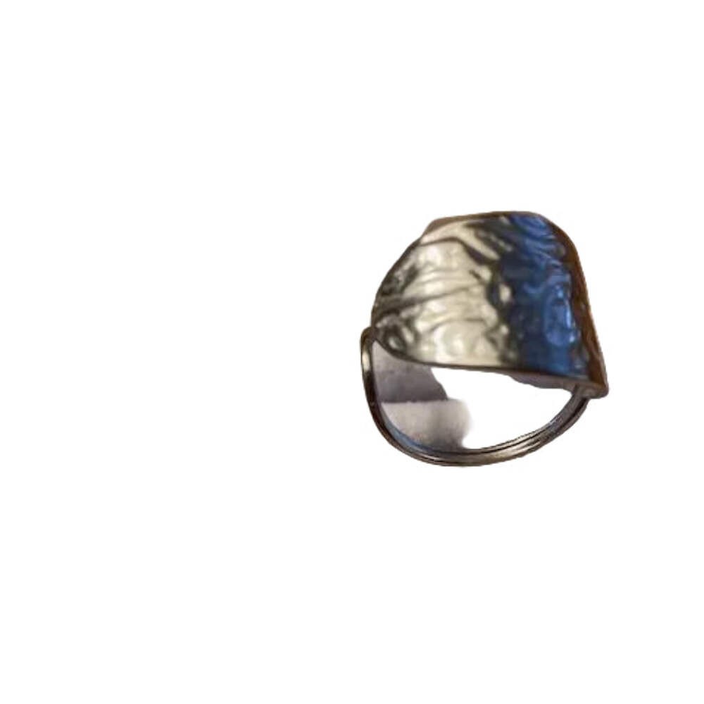 18K Stainless Steel Hammered Ring | Adjustable Band – Adults