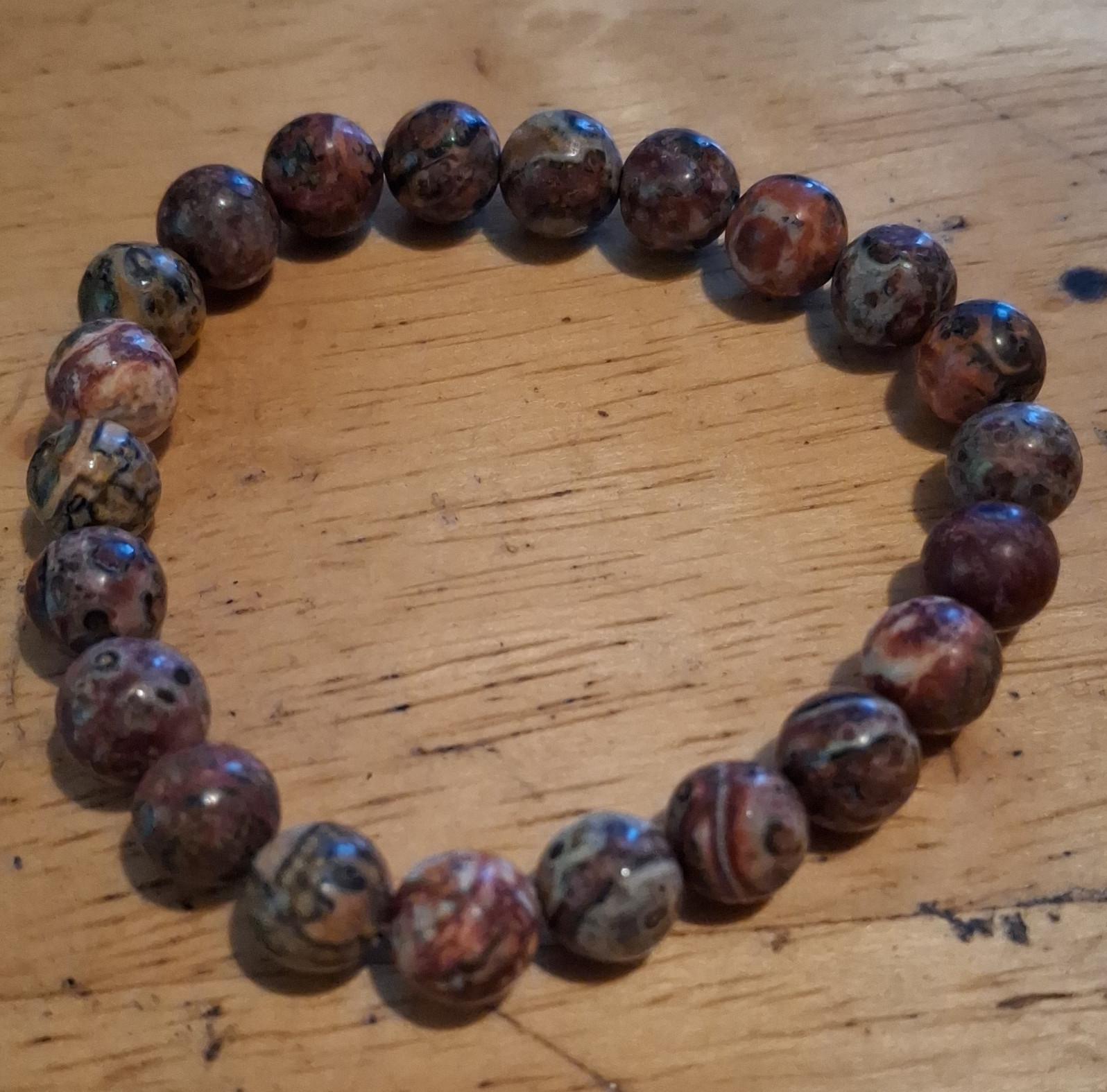 Multicolor Jasper Round Beaded Stretch Bracelet Gemstone No Stone Sizable