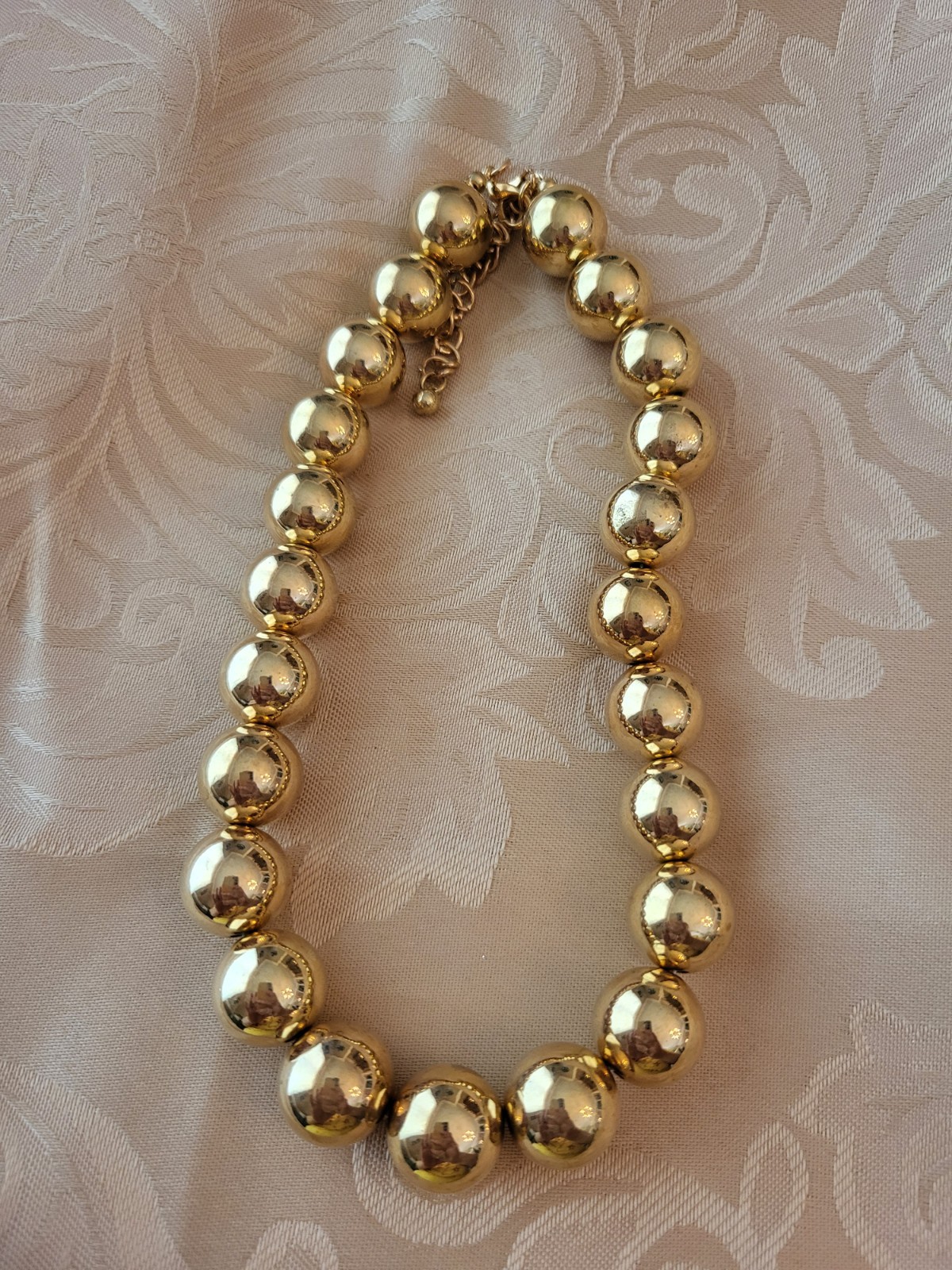 Large Mirror Shiny Gold Beads, Choker Length, NWOT