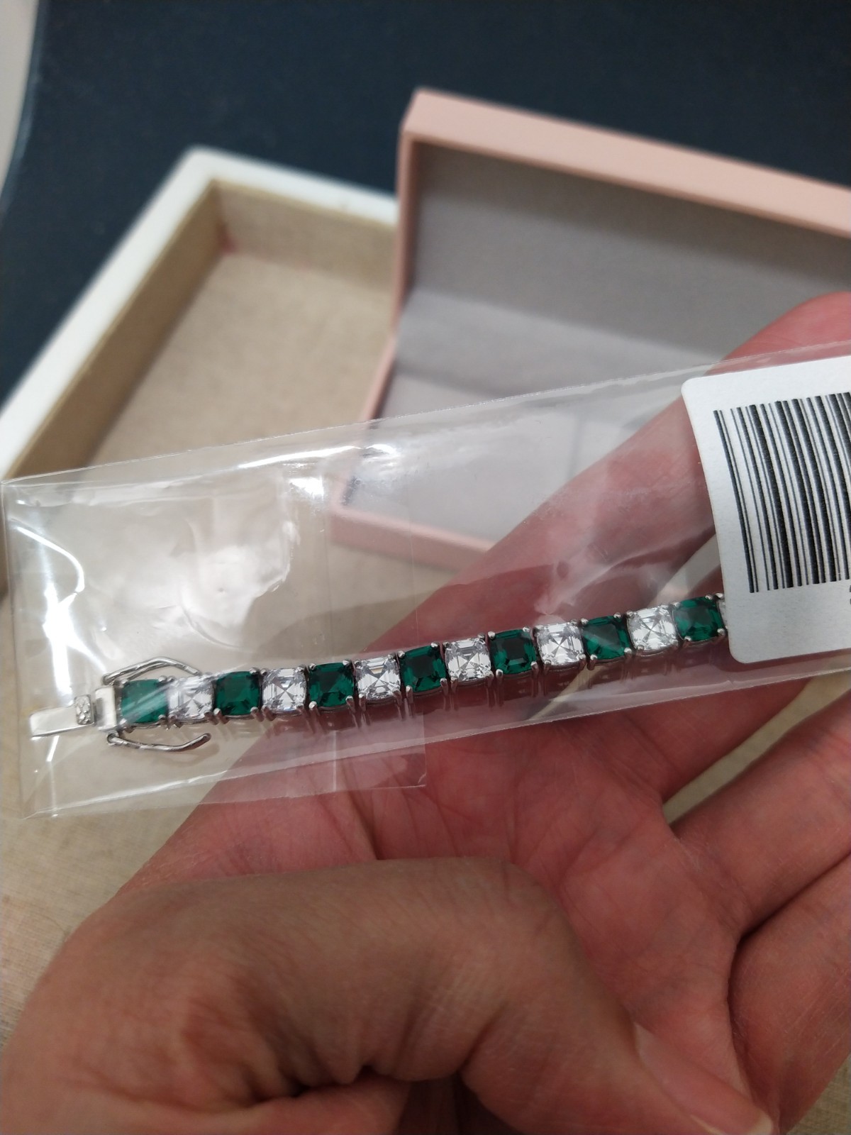 Diamonique Asscher Cut White Emerald Tennis Bracelet Sterling Silver 925 8″ New