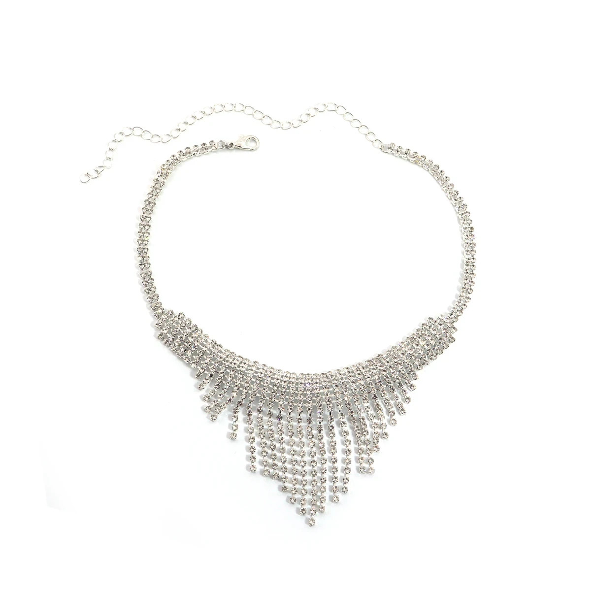 Women Rhinestone Tassel Necklace Jewelry Accessory Choker 96-3
