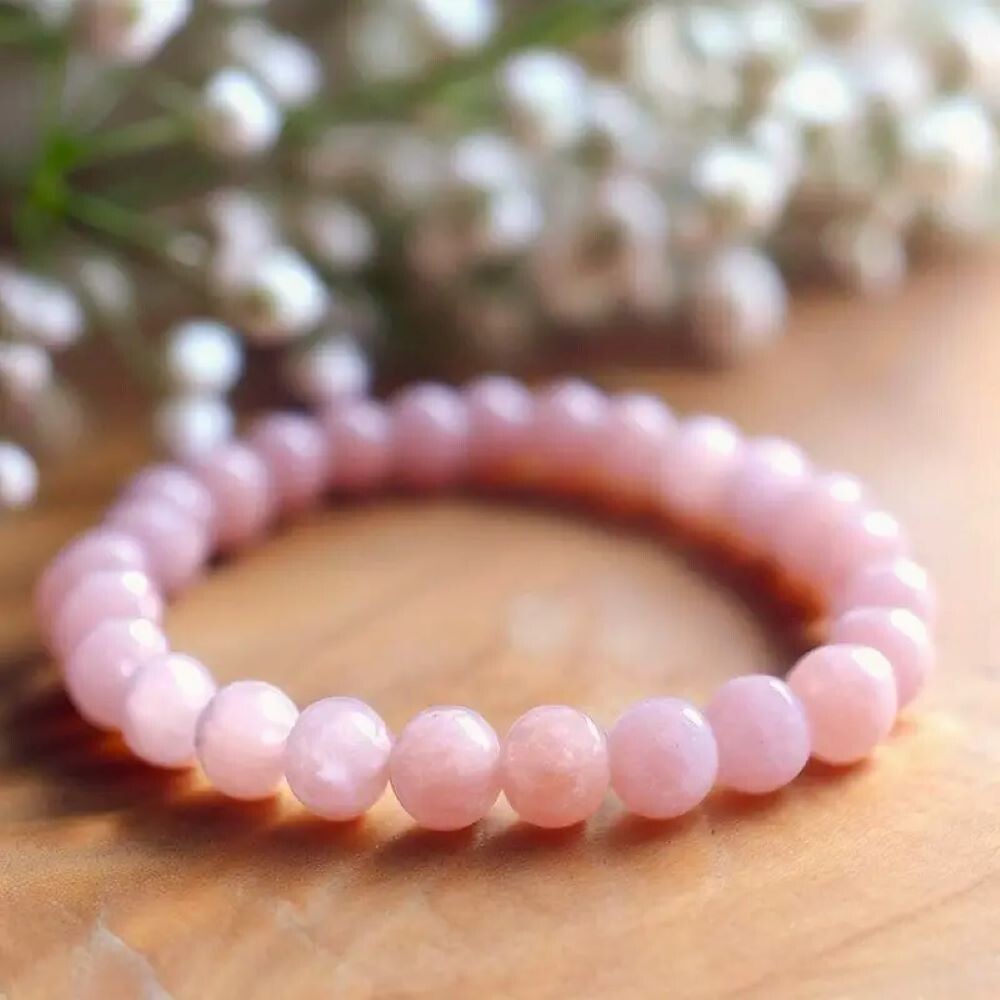 Rose Quartz Beads Dainty Bracelet Pink Natural Gemstone Healing Crystal Bracelet