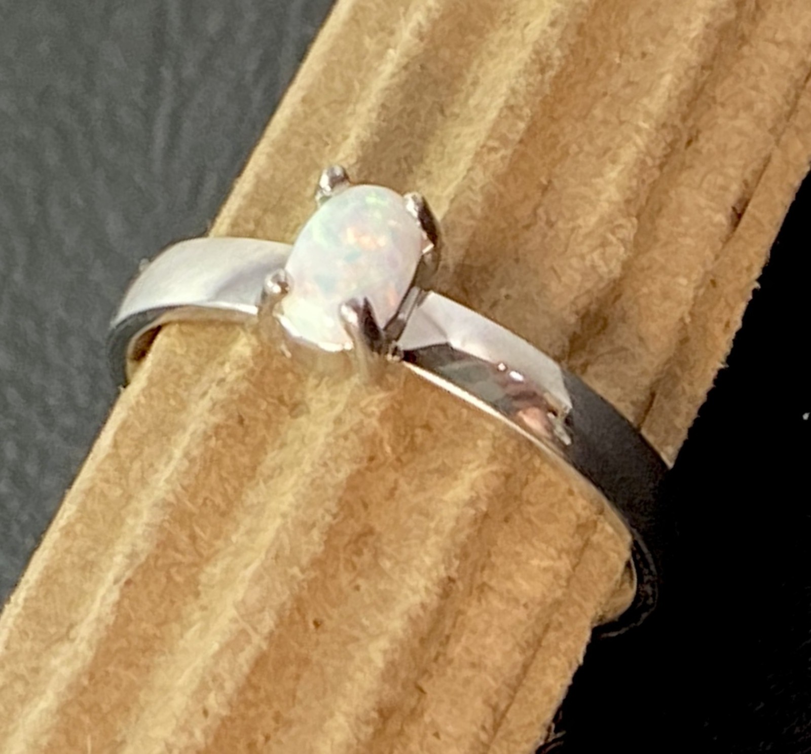 Oval Opal Prong Set Stainless Steel Ring (FL121)