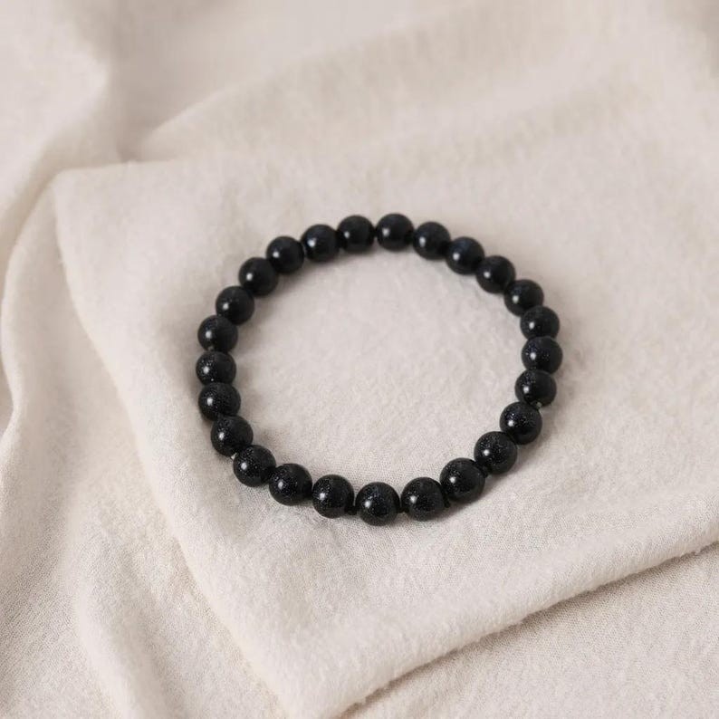 Blue Sunsitara Bracelet Sparkling Midnight Beads, Minimal Daily Wear Gift