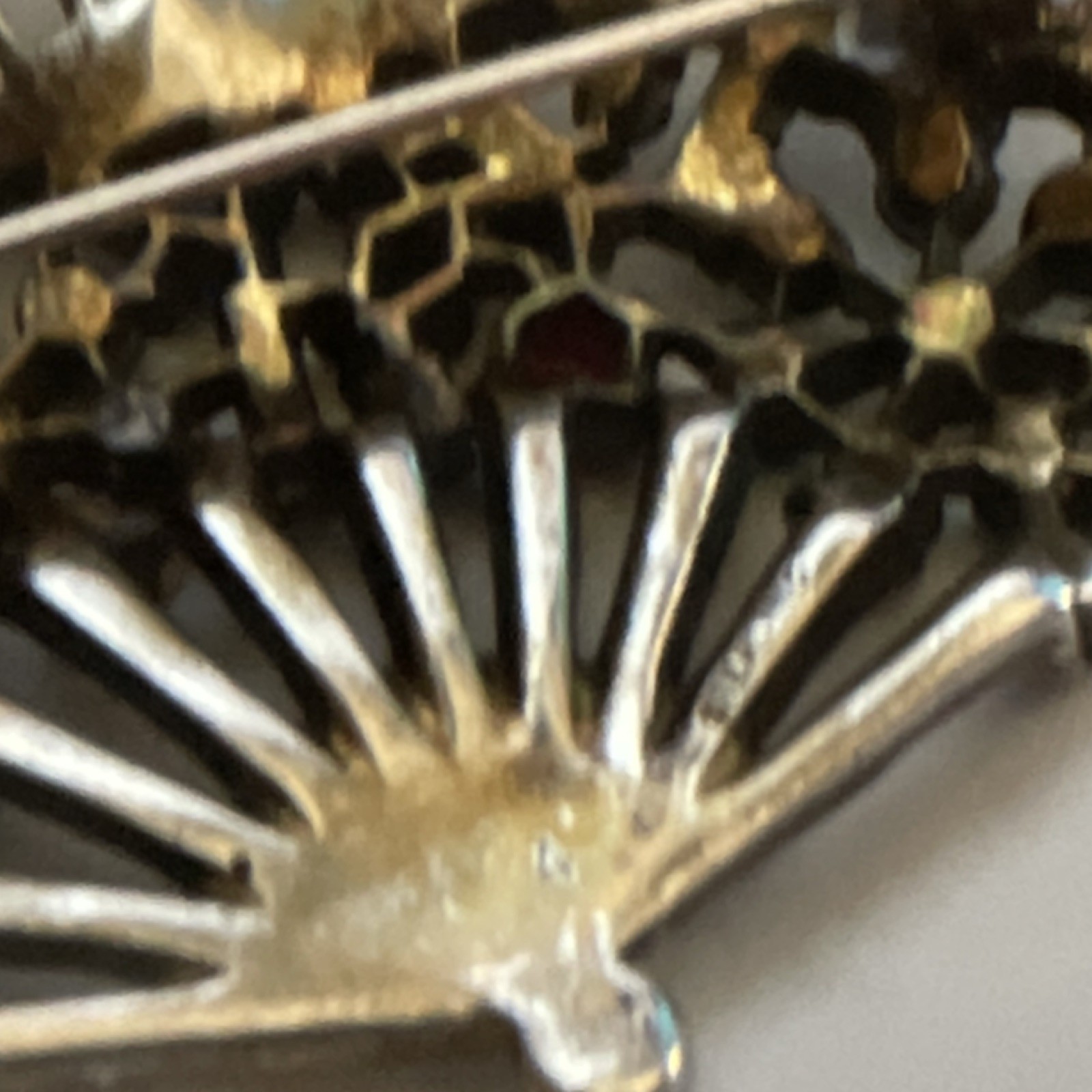Trifari Fan-Shaped Rhinestone Brooch Pin with matching earrings