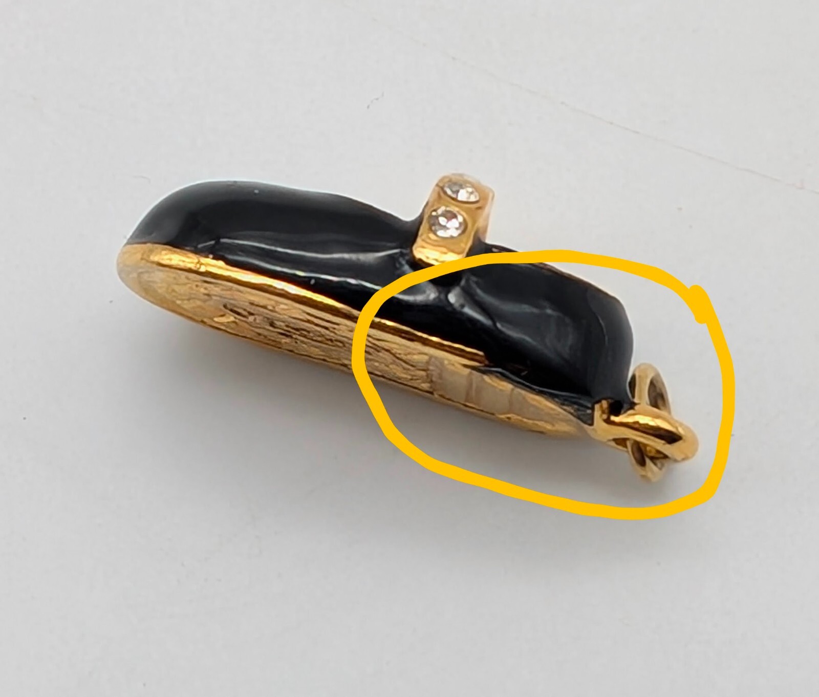 Roman Inc 1″ Charm Itty Bitty Baby Black Mary Jane Shoe Rhinestone Jewelry *Read