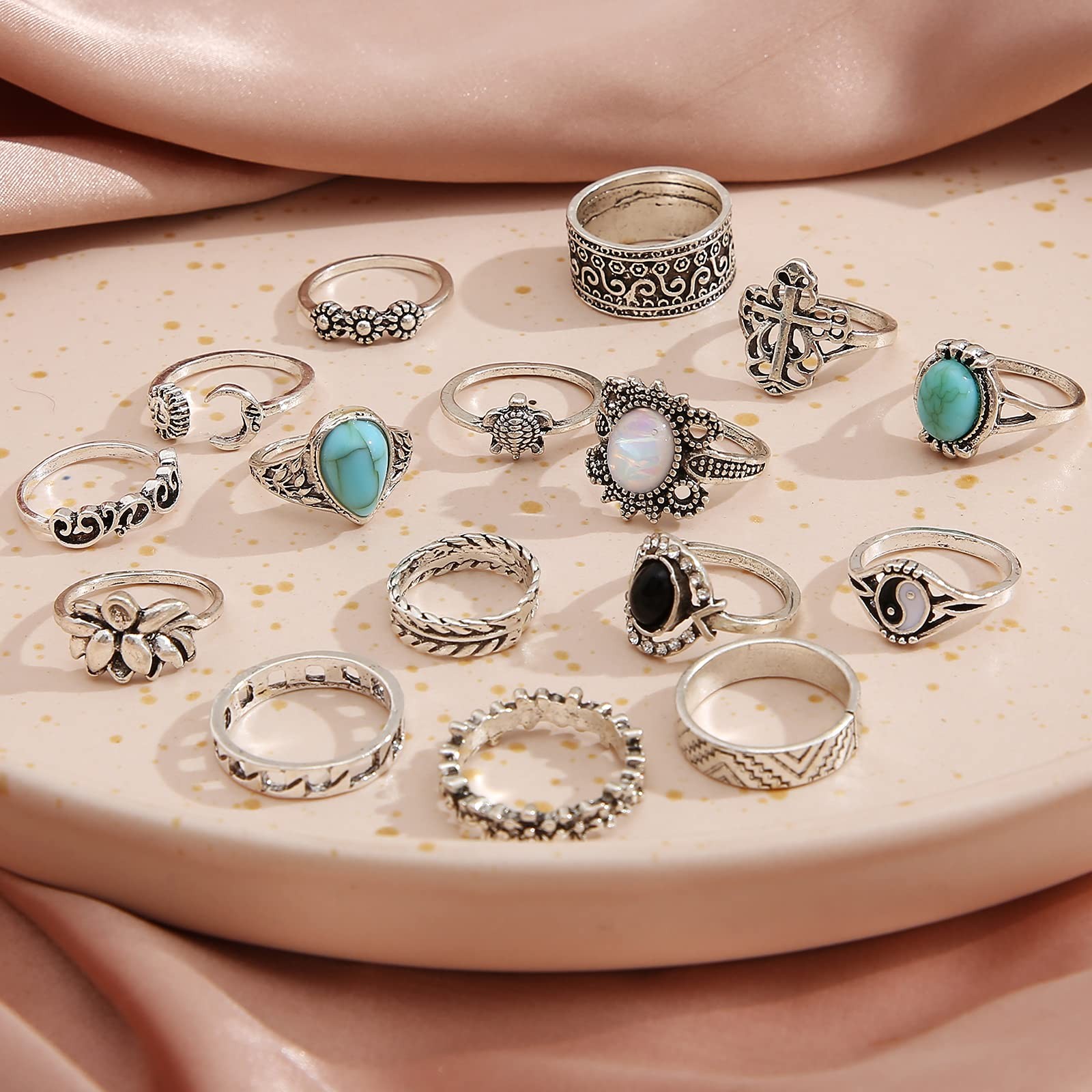 82 Pcs Vintage Silver Knuckle Rings Set for Women Bohemian Stackable Joint Finge