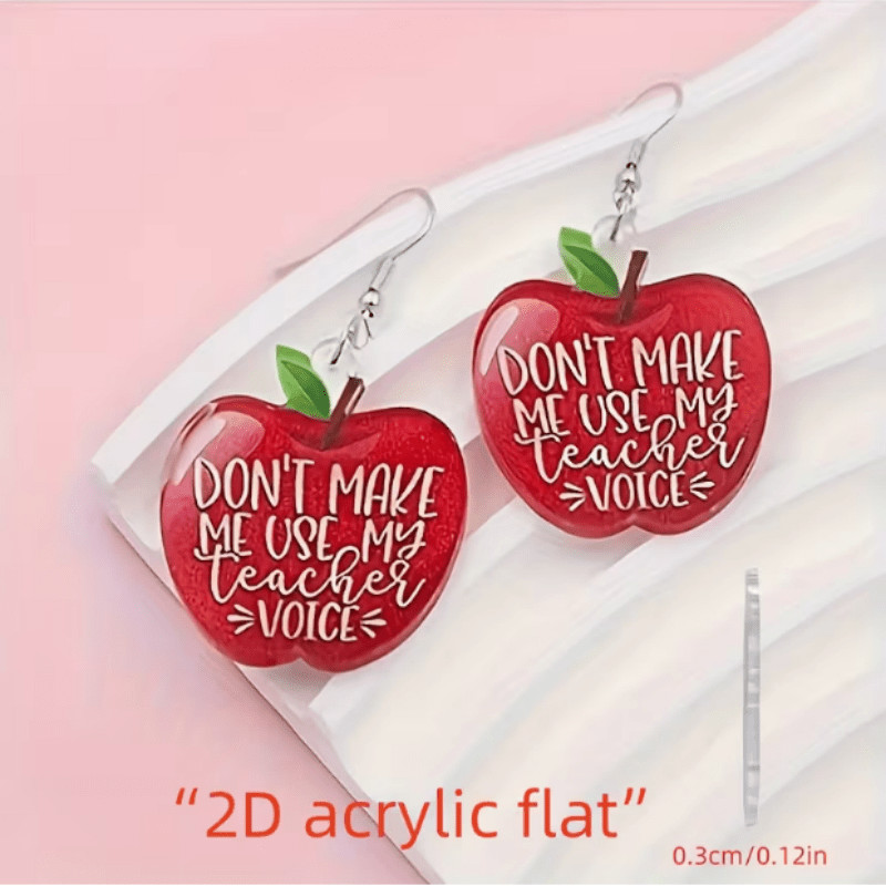 1 Pair of Red Apple Acrylic Earrings for Teacher’s Day, Back-to-school Season