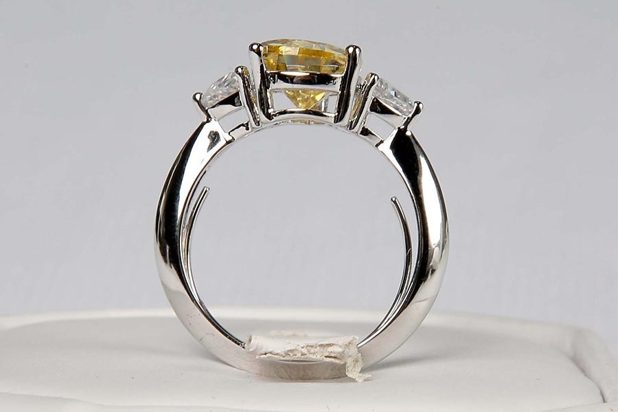 New Avon Yellow Pear Shaped CZ Silver Large Cocktail Ring Sz 5 6 7 8 9 10 11