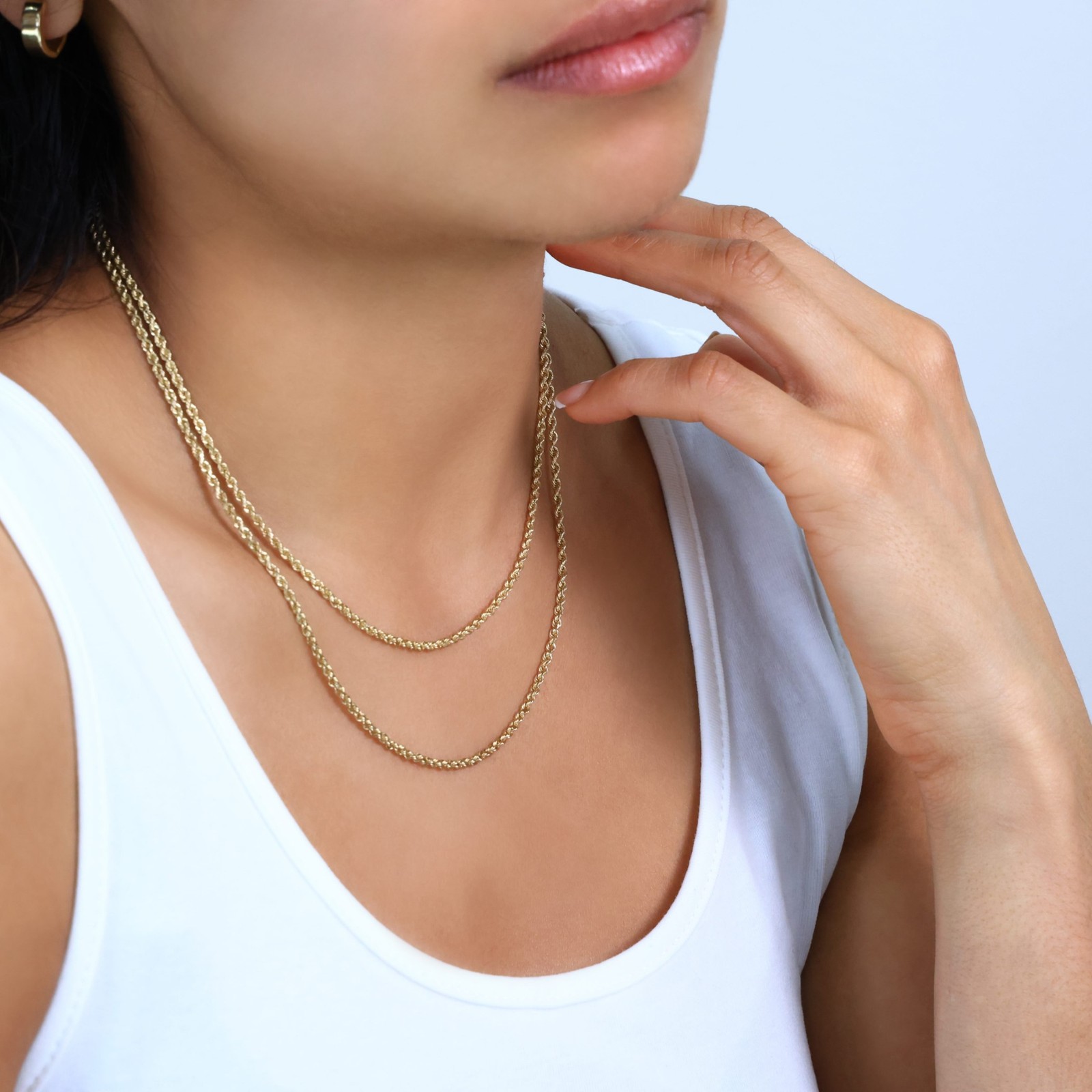 18k Yellow Gold 2mm Diamond Cut Rope Chain Italian Necklace Mens Womens 16″-26″