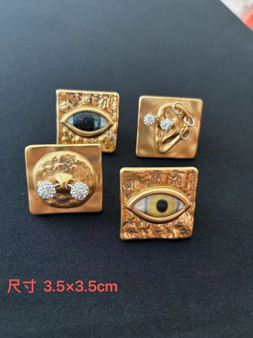 🎁AUTHENTIC Super High Quality Schiaparelli Eye Enamel Open Gold Ring Lover Gift