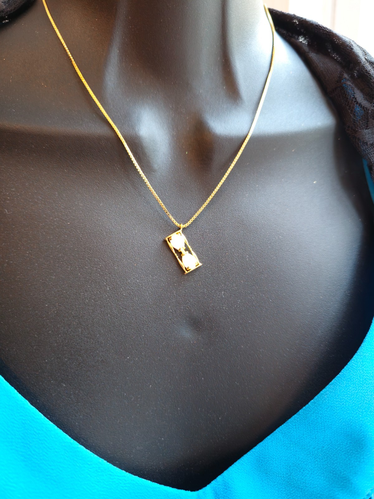 fire opal pendant + chain silver/gold plate jewelry Pinguin Sand Clock Sandal