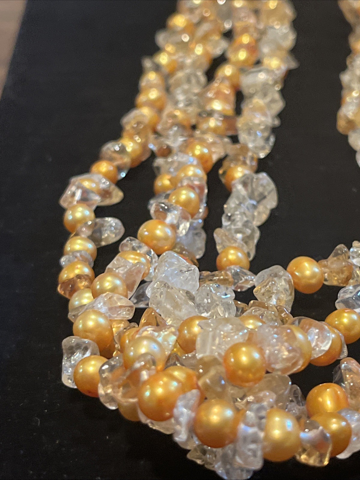 Ross Simons Sterling Silver 925 Necklace Torsade Baroque Pearls Citrine Quartz