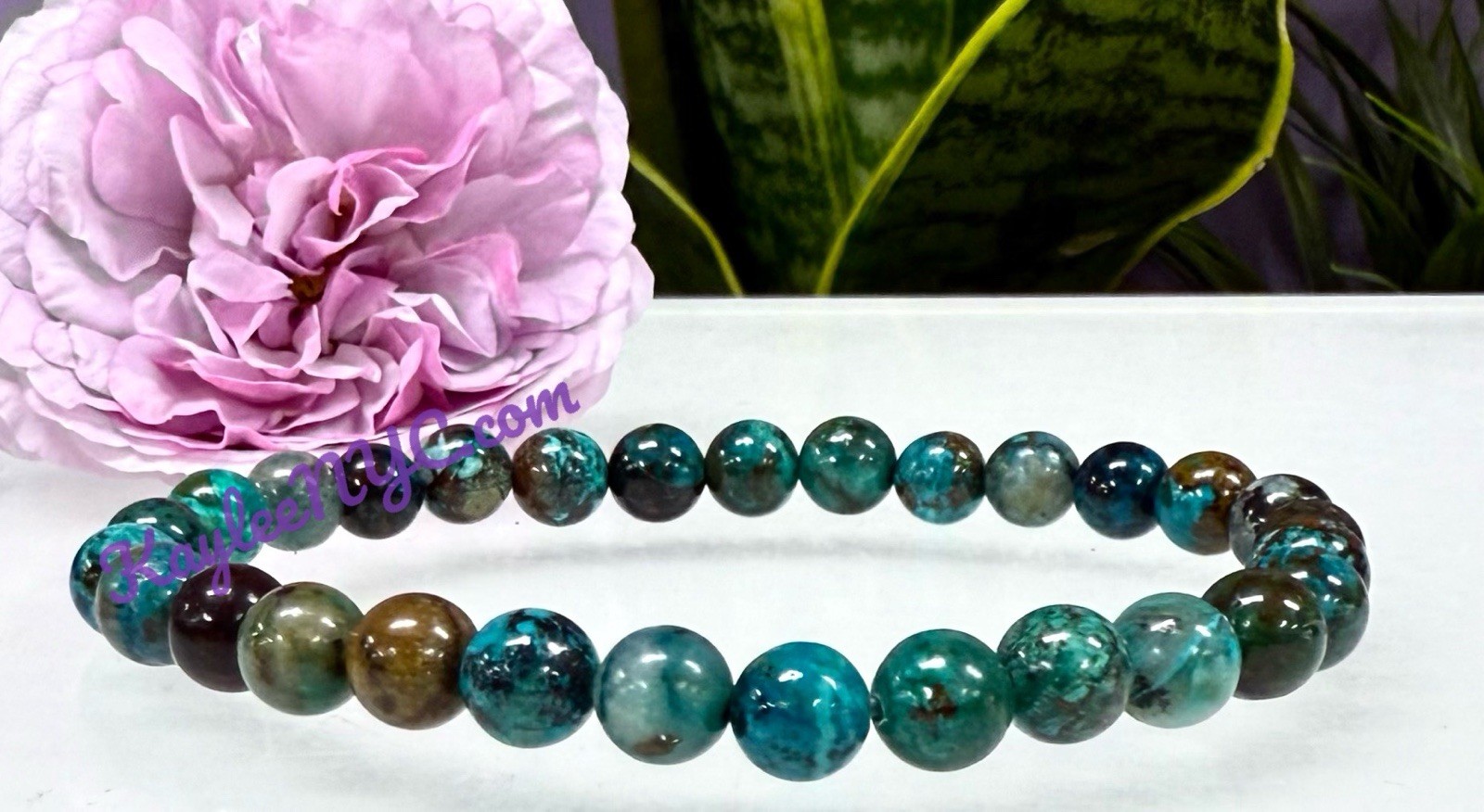 Wholesale 6 Pcs Natural Chrysocolla 6mm 7.5” Crystal Stretch Bracelet
