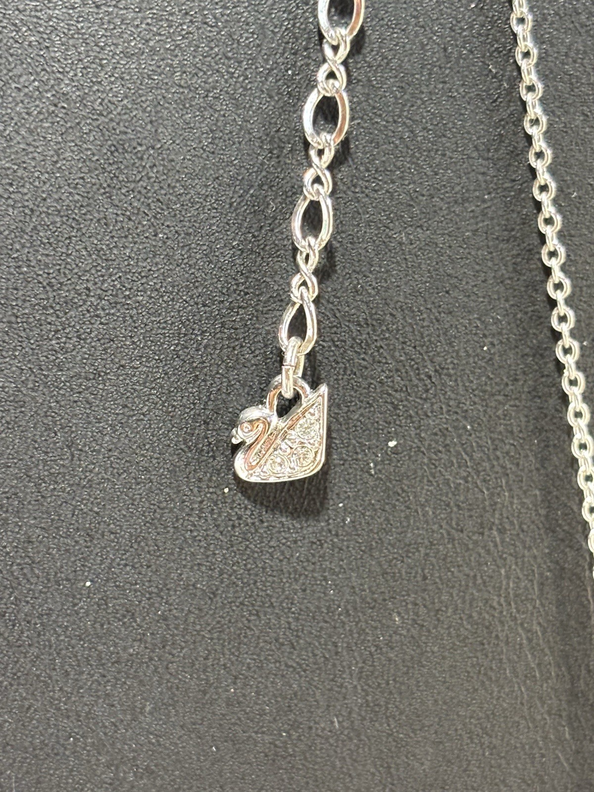 Swarovski Crystal Heart Pendant Necklace Reversible Pink Silver Tone