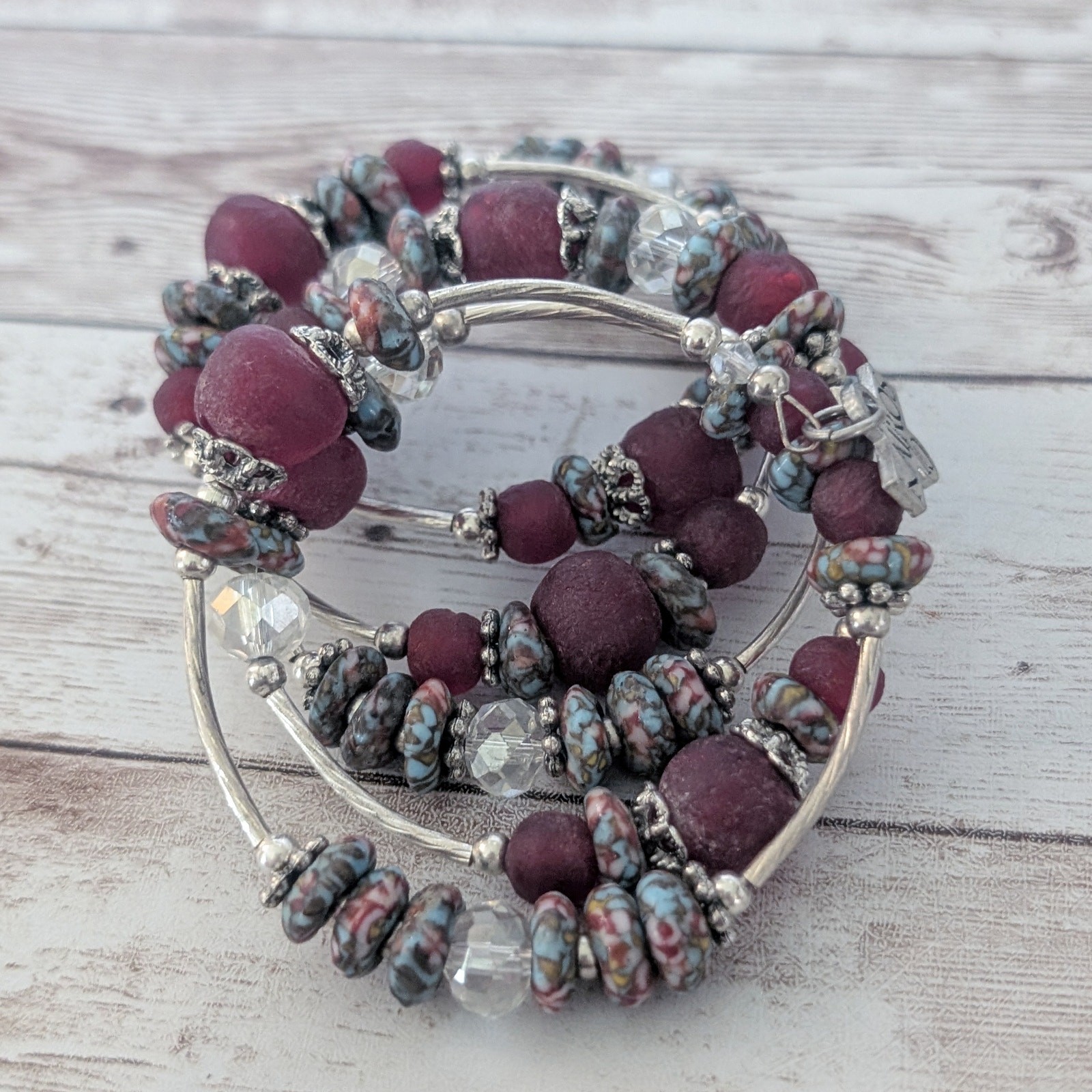 Kairos 10 Red Wrap Bracelet Mixed Materials