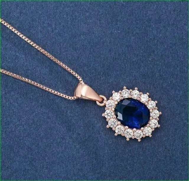 1.20Ct Oval Cut Simulated Sapphire Women’s Beauty Pendant 14k Rose Gold Plated