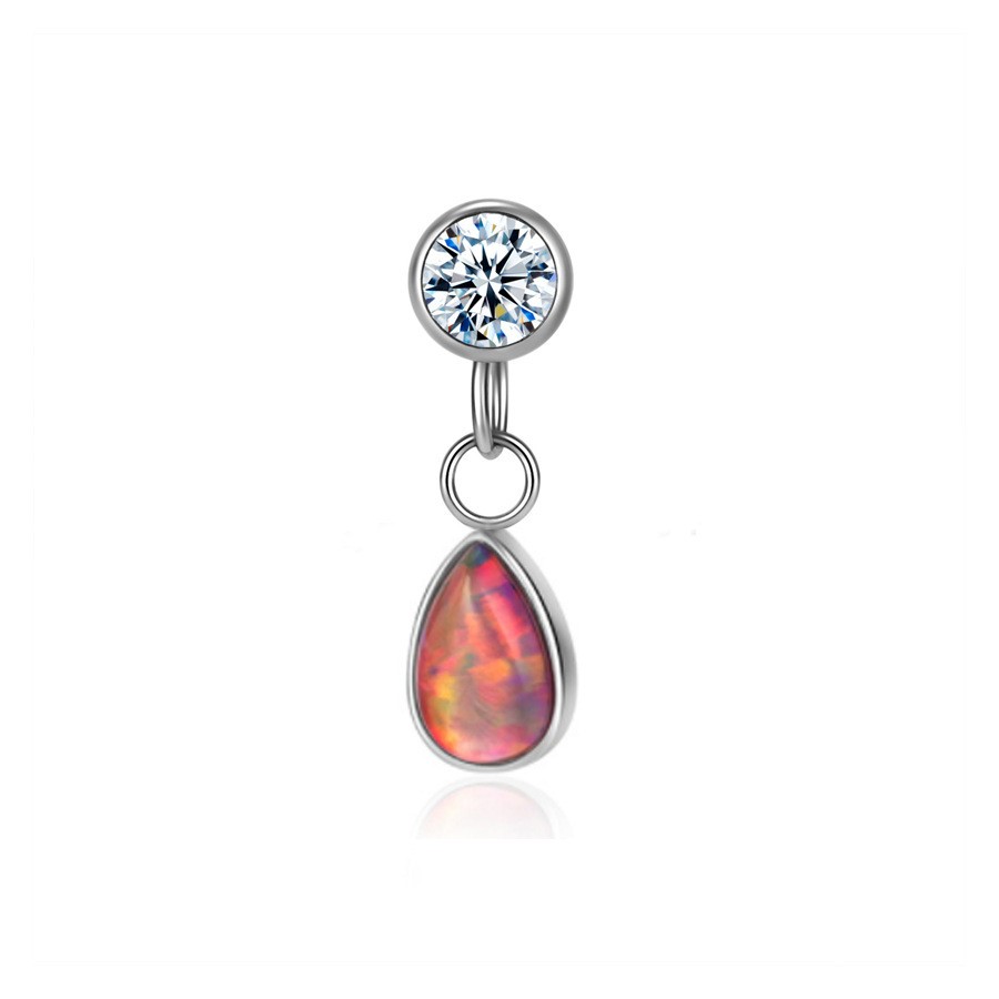 G23 Titanium Internally Threaded Opal Ear Stud Cartilage Helix Tragus Piercing