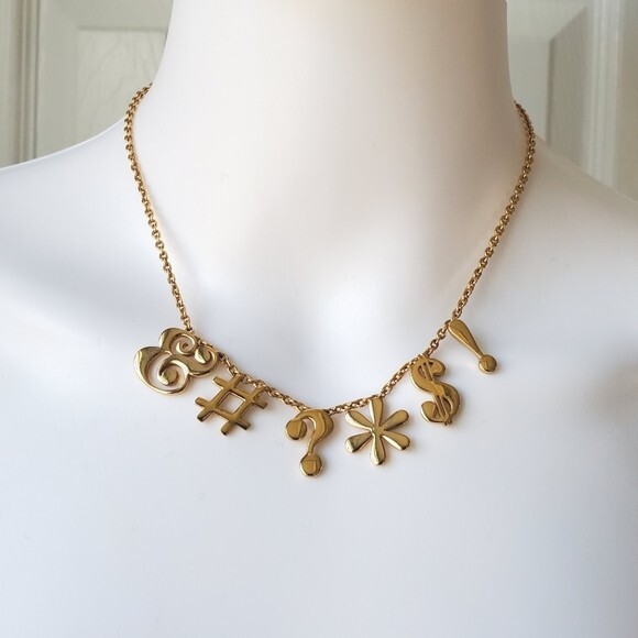 KATE SPADE NEW YORK GOLD CHARM NECKLACE SAY YES IDIOM “PARDON MY FRENCH”