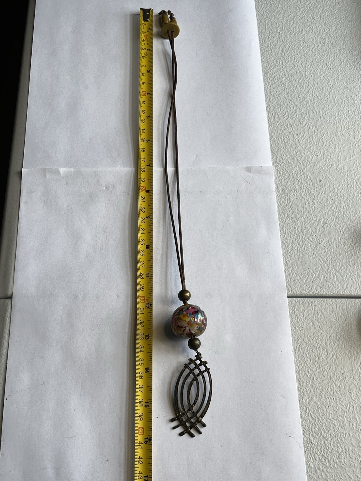 Vintage Chinese Cloisonné Globe Pendant 20” Necklace Good Luck / Prosperity