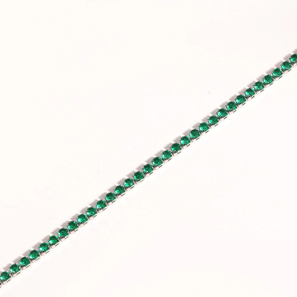 Gold Color Tennis Chain Necklace 2mm Simulated Zirconia 16in Women Jewelry
