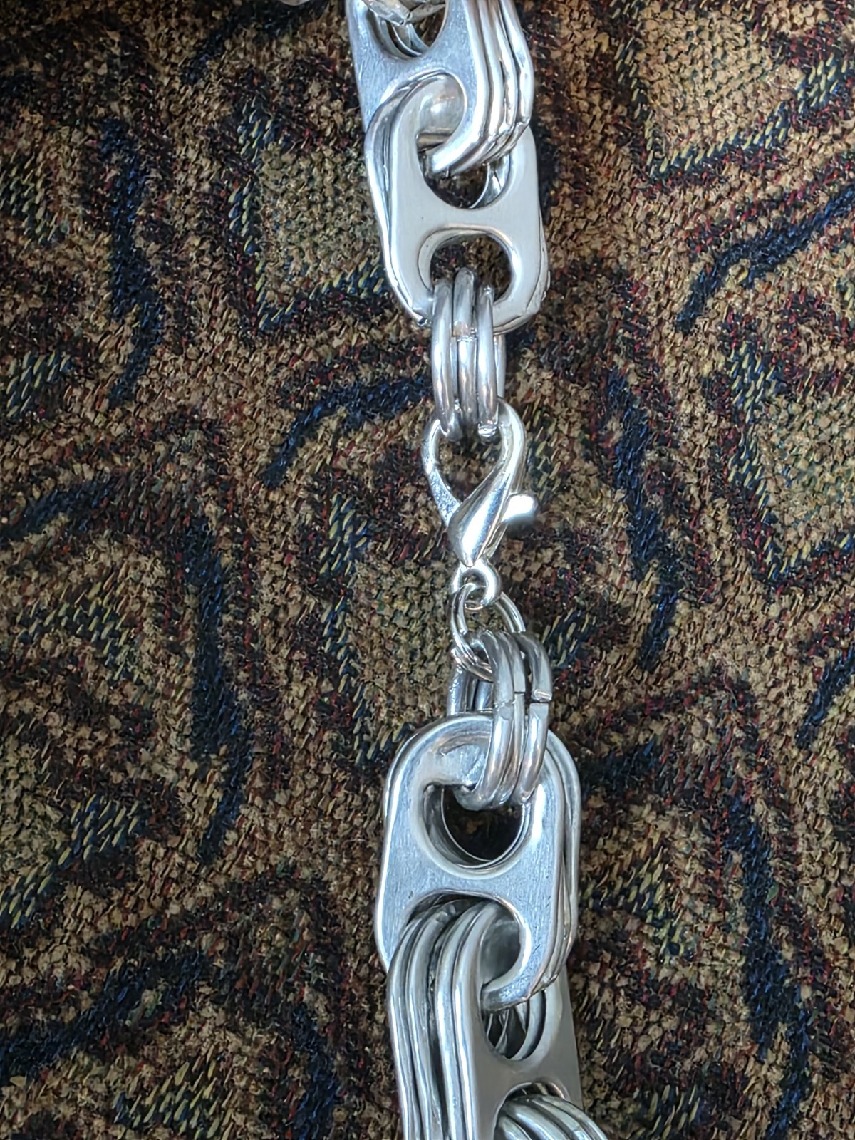 Aluminum Pull Tab Can Tab Silver Necklace – 24″ Chain with Lobster Clasp