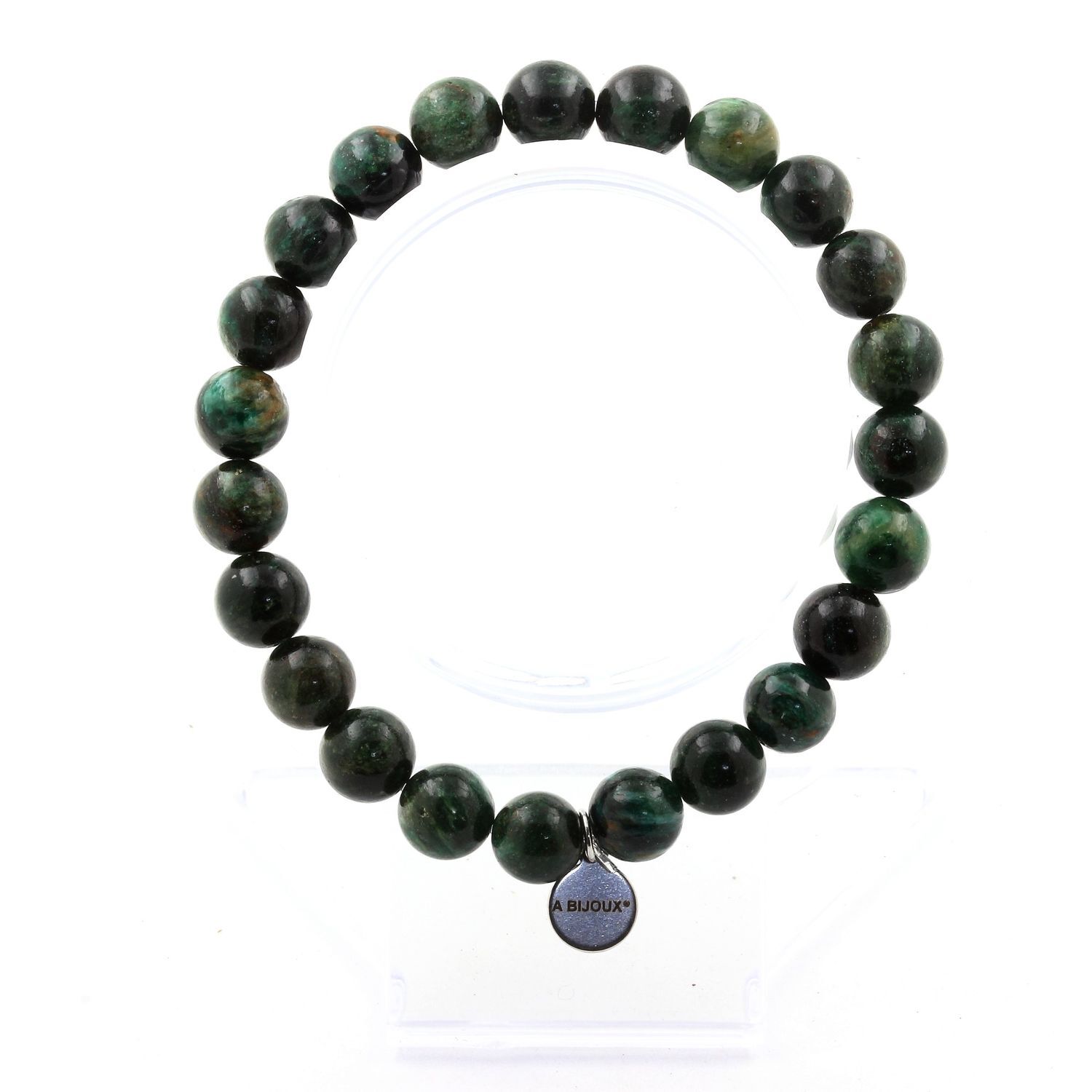 Emerald Bead Bracelet From Zambia 8 Mm. Quality 3A. Made In France.