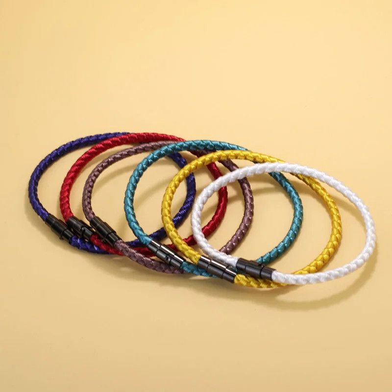 Red Rope Bracelet Handmade Magnetic Buckle Colorful Thread Layered Jewelry