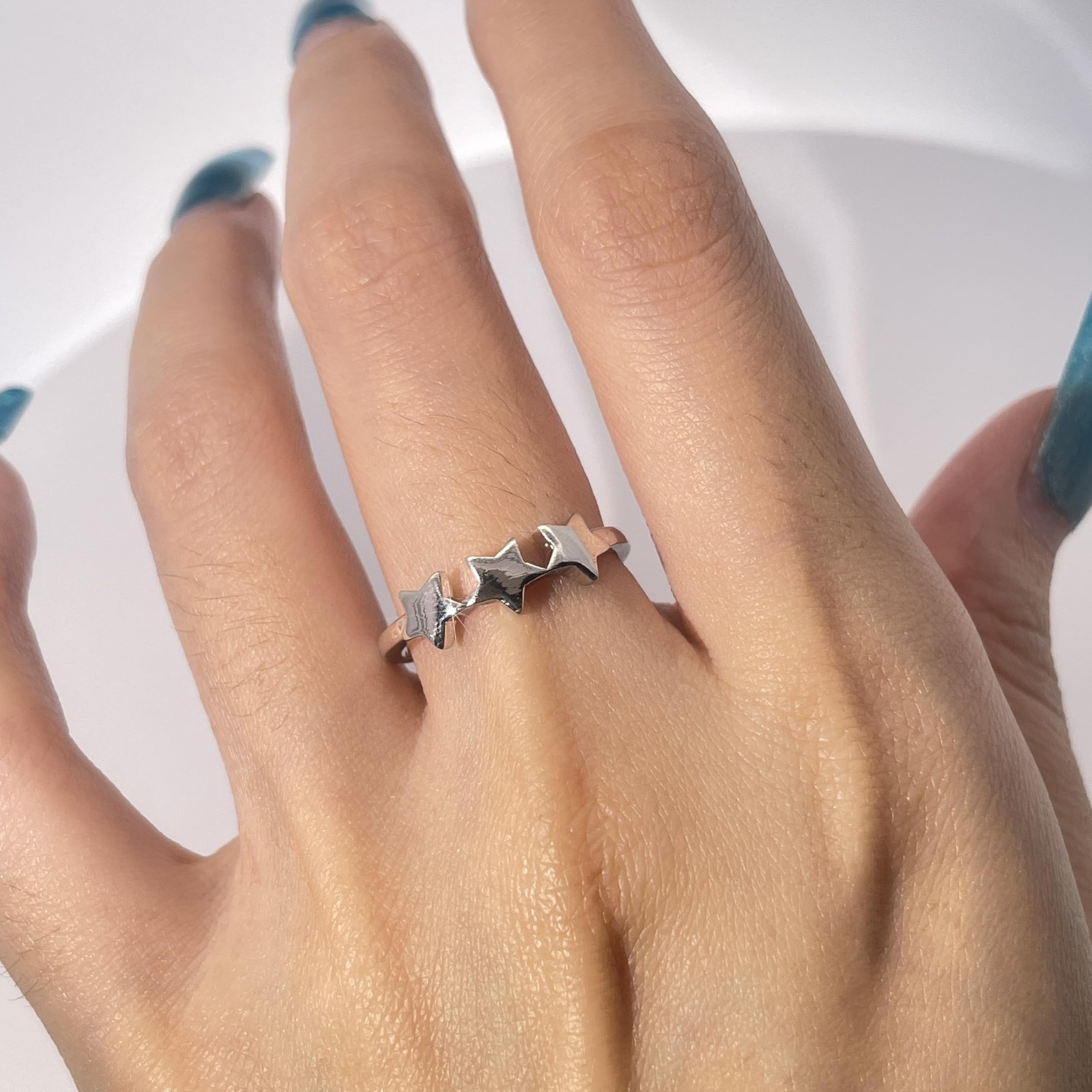 Warm Fortune Star Promise Ring for Her – 18K Gold Plated Cubic Zirconia,Stackabl