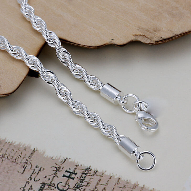 Unisex Women’s 925 Sterling Silver Bracelet Size 8 Inches 4MM lobster L7