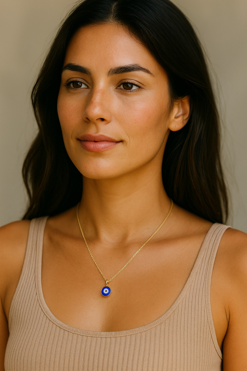 Evil Eye Necklace Glass Pendant | Gold or Silver Tone | 16–18 Adjustable Chain