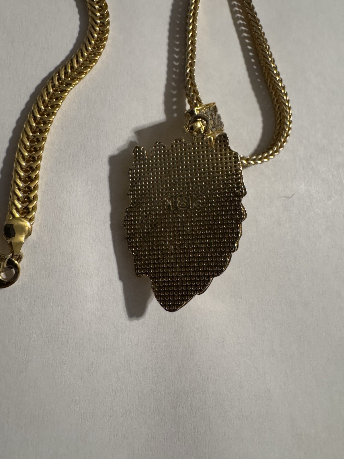 Gold Plated Cuban Link Chain Necklace Lion Head Crown Charm Pavé Rhinestone
