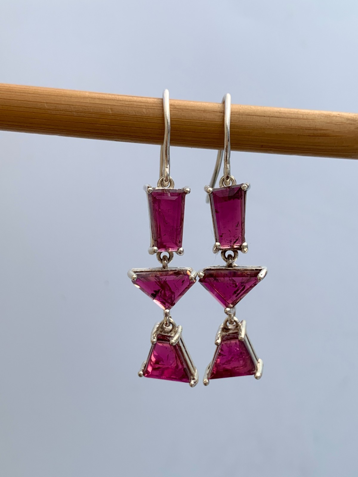 Pinkish Red Tourmaline Earrings: 925 Sterling Silver, Handmade Gemstone Jewelry