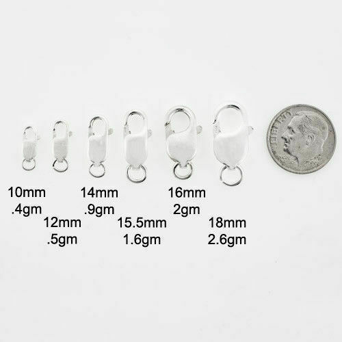 1pc, Sterling Silver Plated Lobster Claw Clasp Made in Italy Wholesale All Sizes