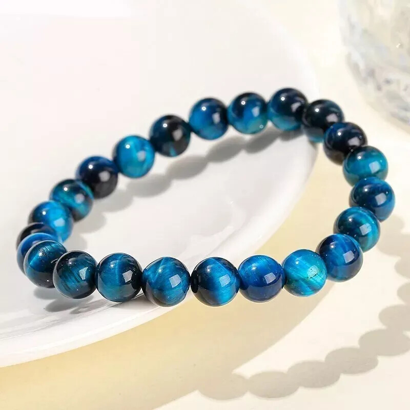 Royal Natural Blue Tiger Eye Bracelet Energy Stone Beads Reiki Healing Bracelet