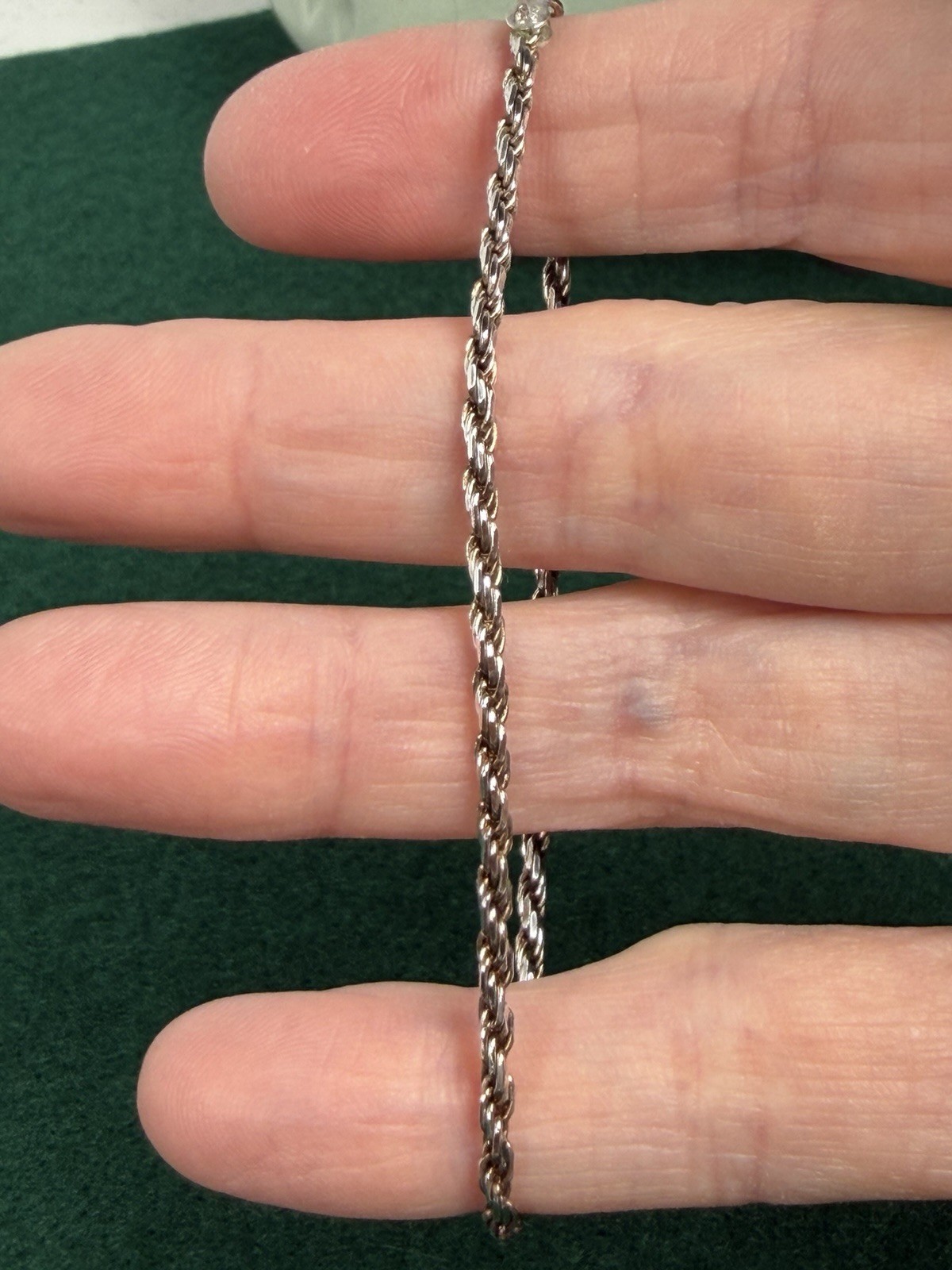 925 Italy Sterling Silver Rope Chain Bracelet 7” Twisted Link Made in Italy