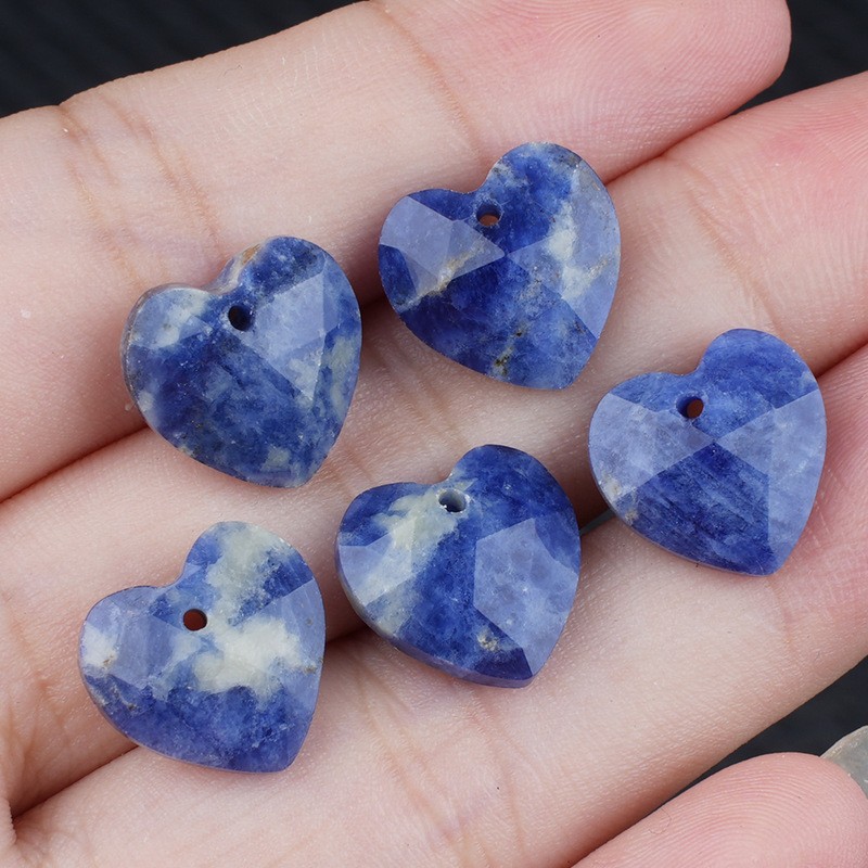 20pcs Mixed Natural Stone Heart Beads 13mm Pendants DIY Jewelry Making Bracelet