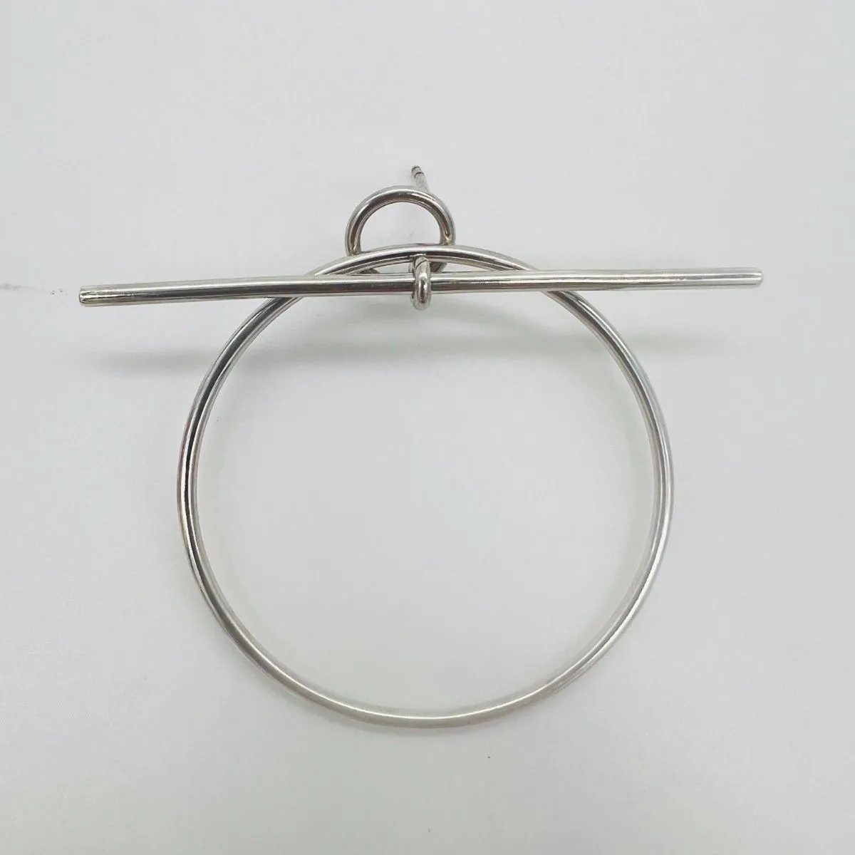 HERMES Echappee Hoop Earrings Silver 925 with Box & Dust Bag