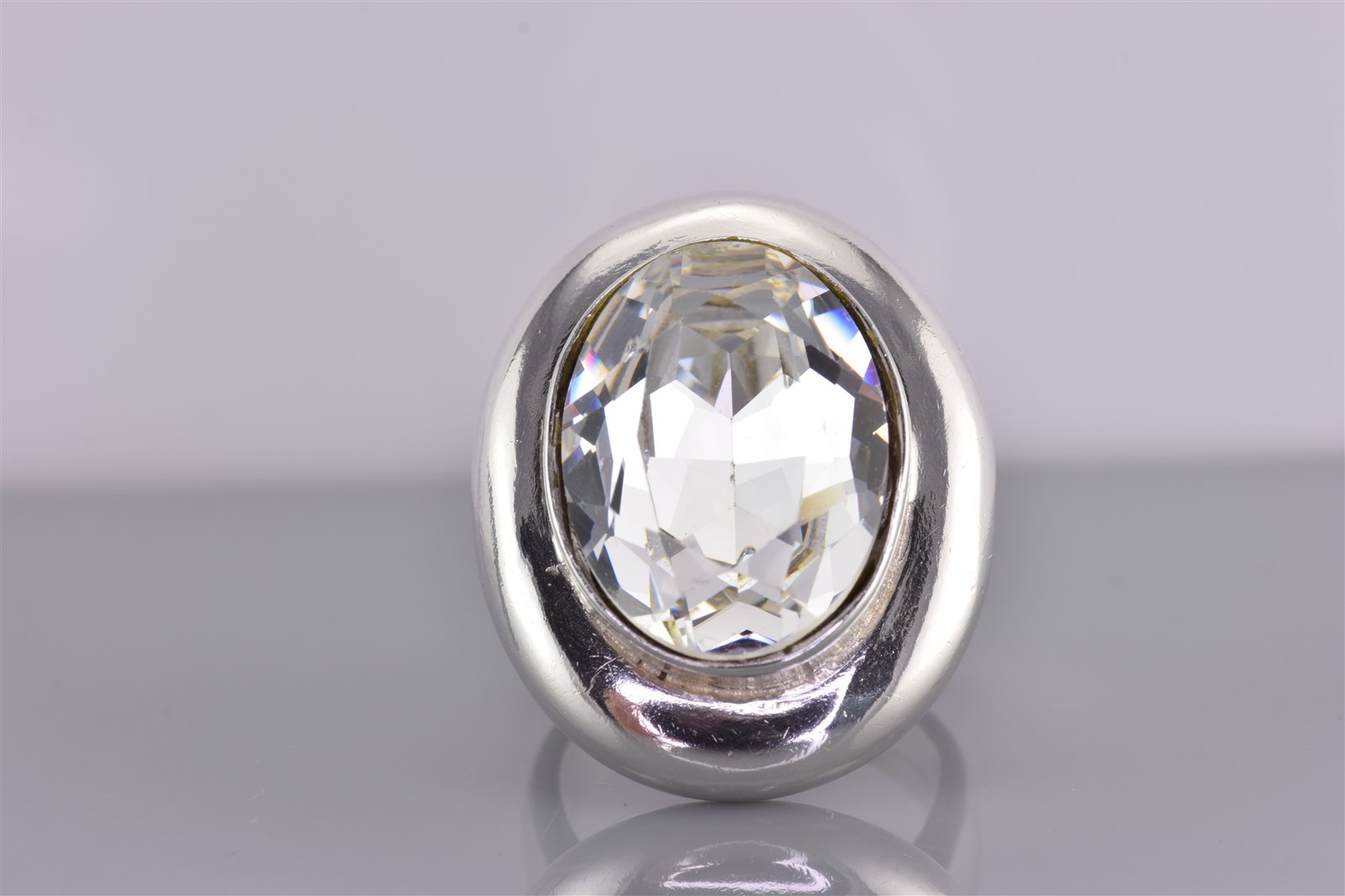Chunky BIG Sterling Silver Oval Cubic Zirconia Statement Band Ring 30g 925 Sz: 7