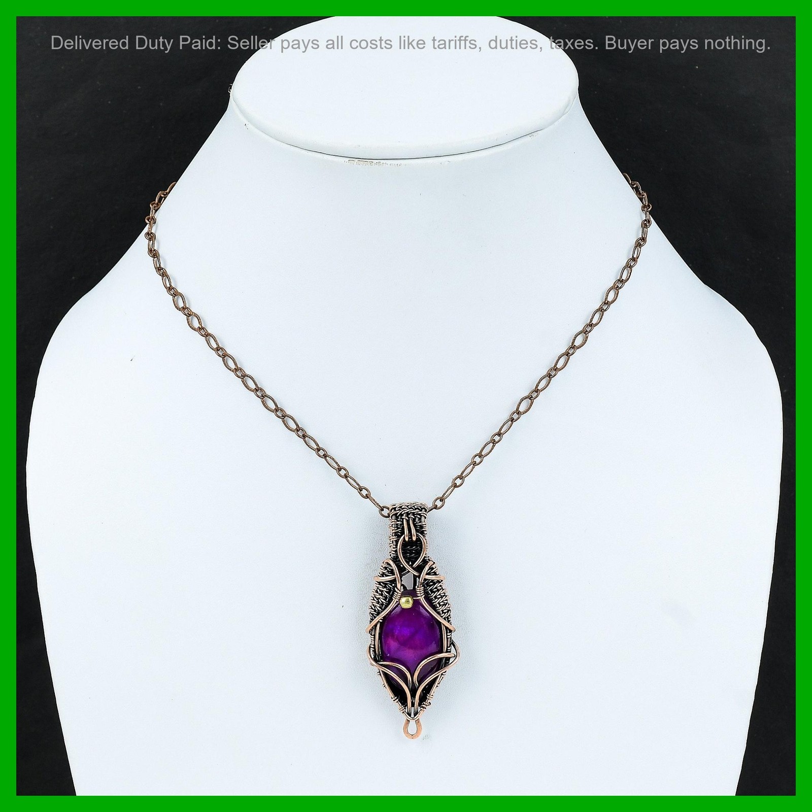 Oval Natural Pink Fire Labradorite Copper Wire Wrapped Third Eye Chakra Pendant