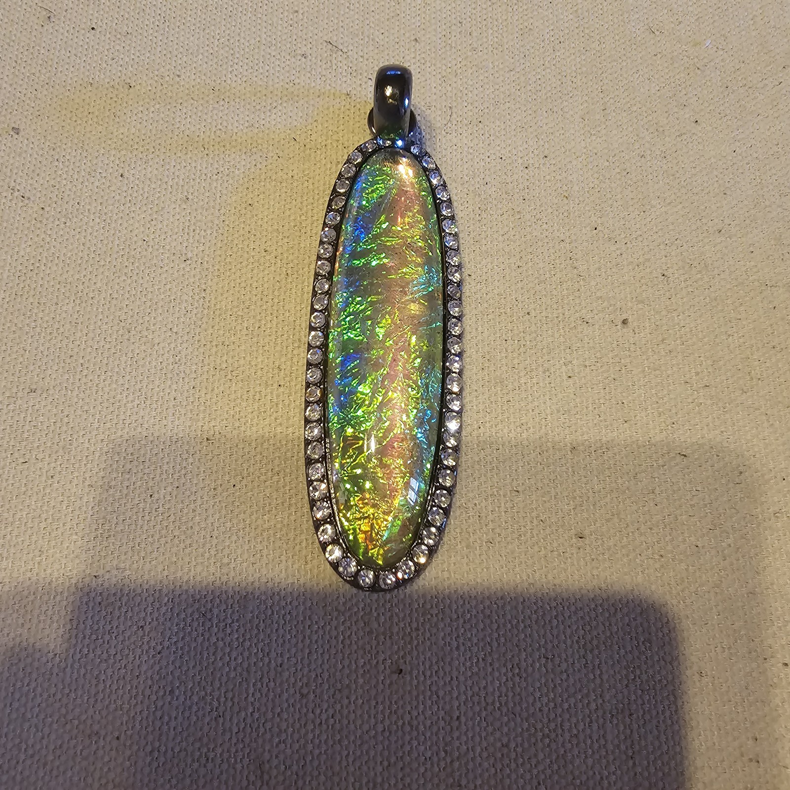 Resin Opal Pendant / Synthetic Opal Necklace / Faux Opal Pendant