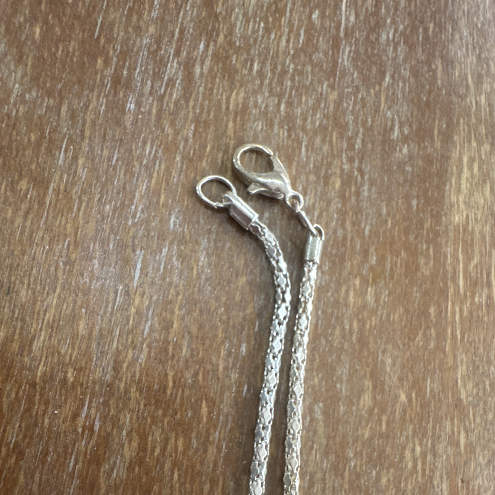 Silver Tone Spiga/Wheat Chain Necklace Lobster Clasp Metal No Stone