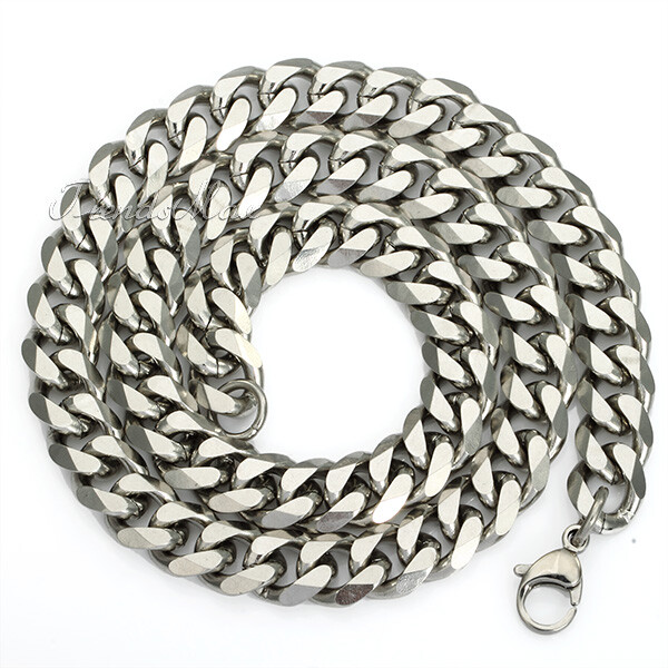 7/11MM Mens Chain Silver Stainless Steel Curb Link Necklace Bracelet 7-36″