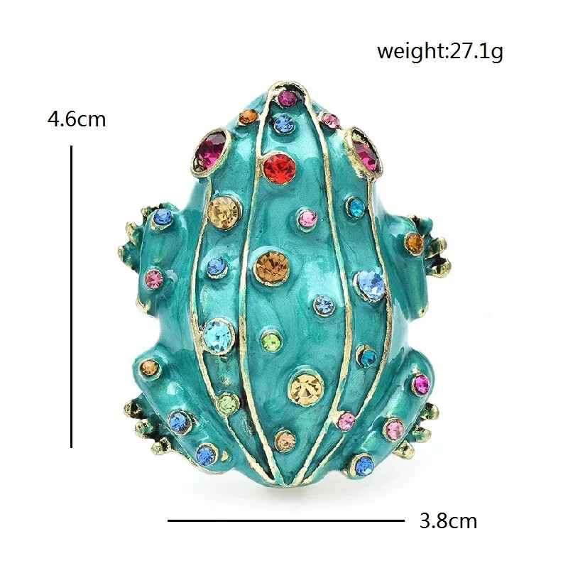 2pc Unisex Frog Brooch Enamel Inlaid Rhinestones Party Clothing Accessories Pins
