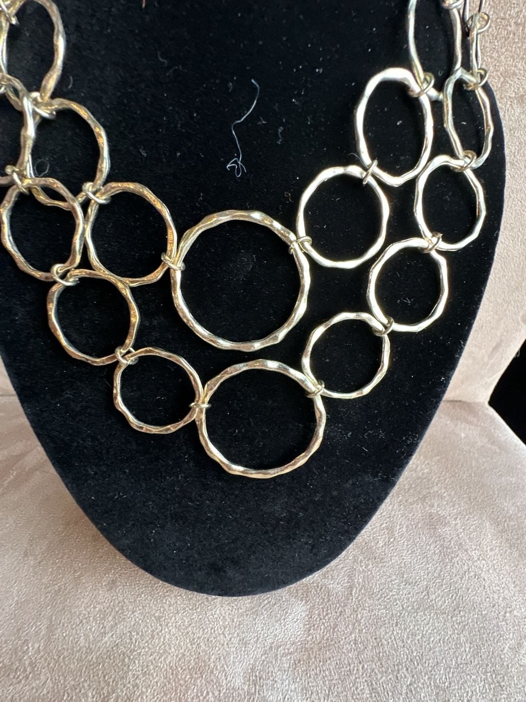 Laila Rowe Gold-Tone Multi-Layered Hammered Circle Statement Necklace