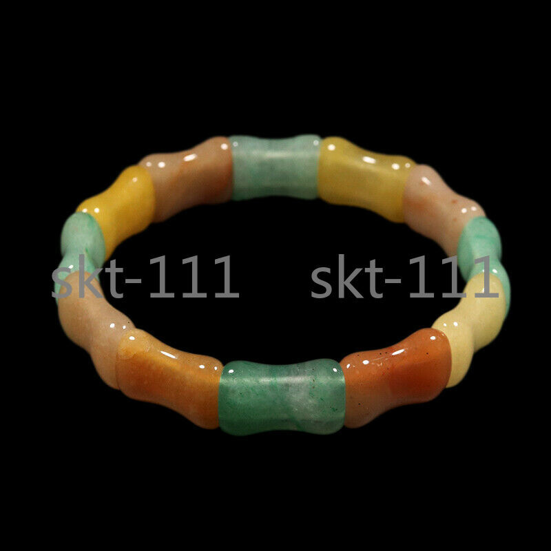 8″ Grade A 100% Natural Yellow Brown Green Jade Bracelet Bangle Aventurine