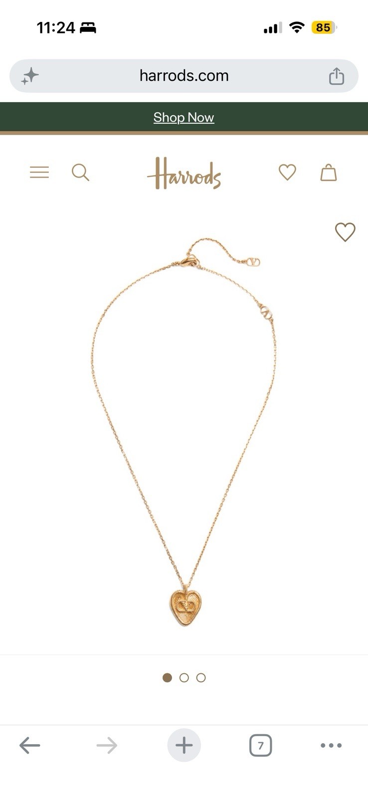 Valentino Fil Perdu Heart Pendant Necklace